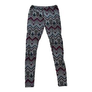 Pink Republic Blue Boho Chevron Print Leggings S